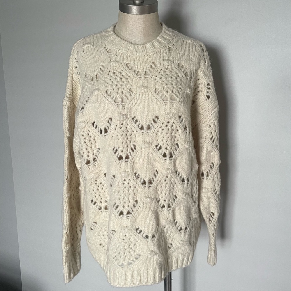 American Eagle oversized cream pointelle sweater size XS NWT